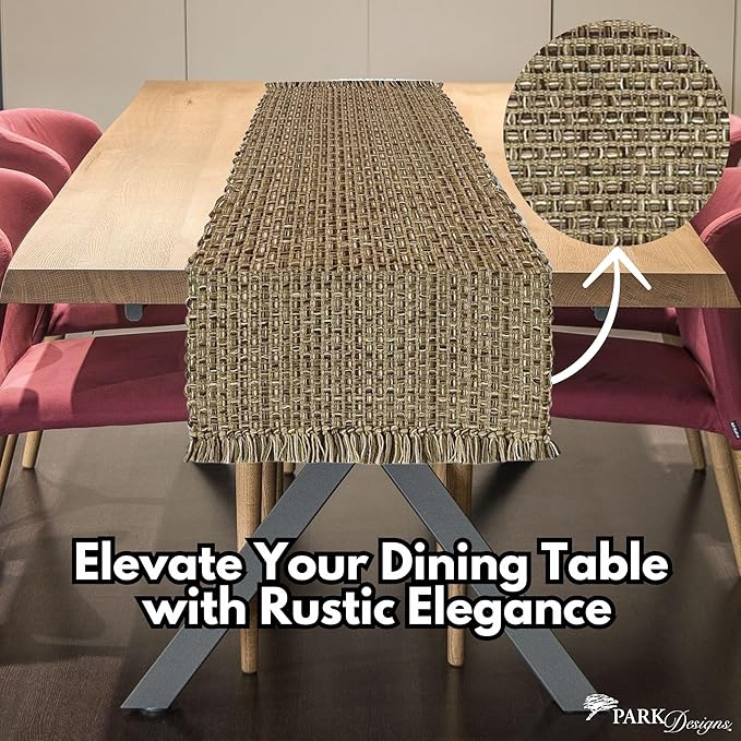 Park Designs Tweed Table Runner 13" x 36", Espresso | Hand-Loomed Yarn | Basket