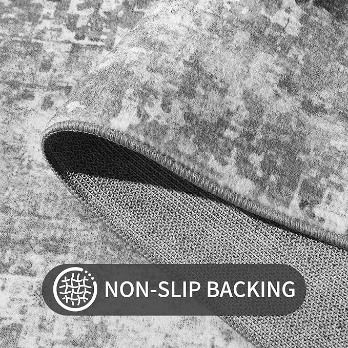 Ompaa 2x6 Rug Runners for Hallways Kitchen Runner Rug Non Slip Washable Grey
