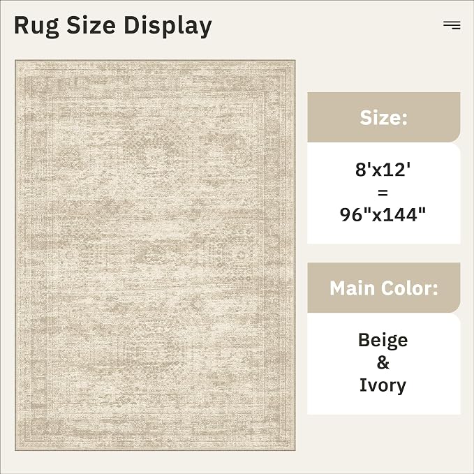 Soalmost Washable Area Rug 8x12, Large Soft Rugs