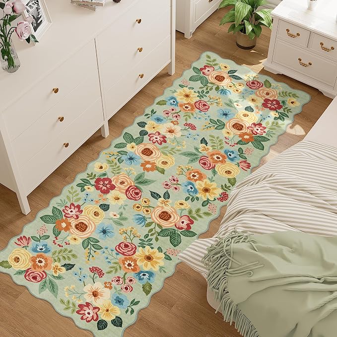 DUKINO 2.6x8 Runner Rug for Hallway, Washable Kitchen Rug