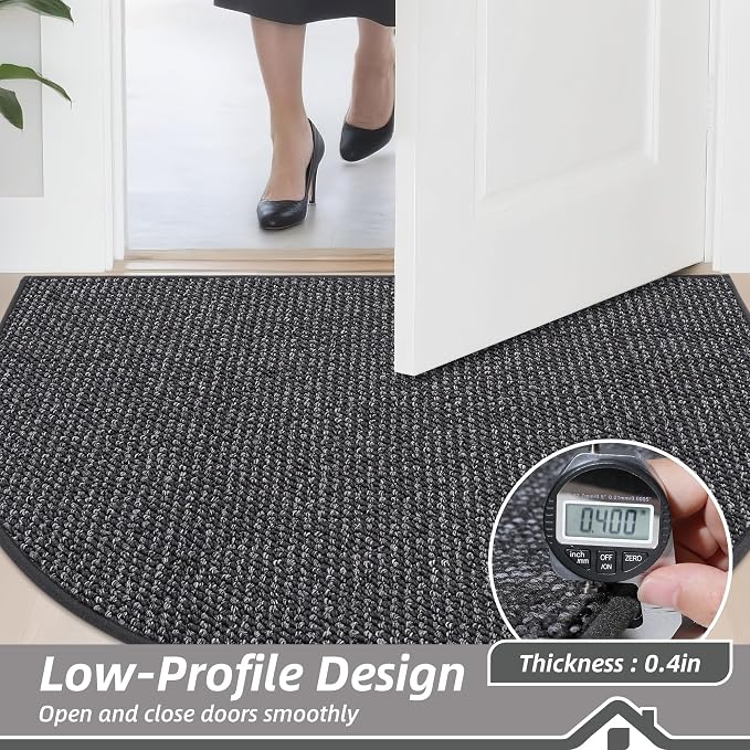 BEQHAUSE Dirt Trapper Door Mat 32" x 48" Half Circle Non-Slip Washable Doormats