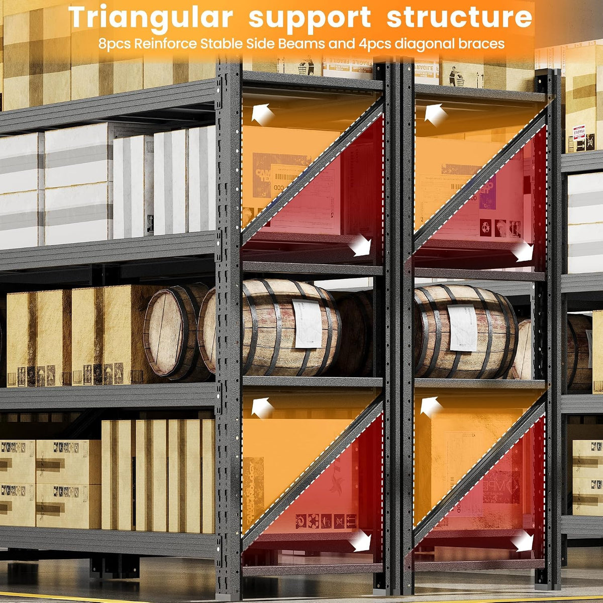 48” Wide Heavy Duty Metal Garage Shelving, Adjustable Storage Shelf