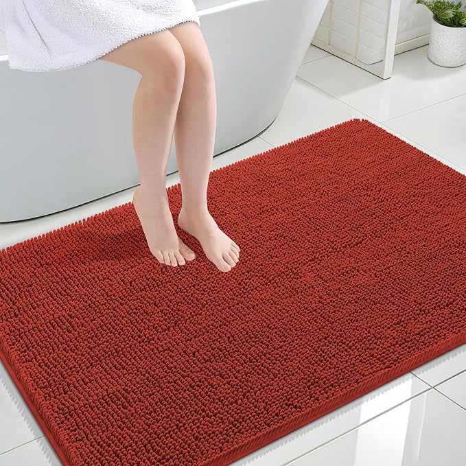 OLANLY Large Bathroom Rugs 47x32, Soft Absorbent Chenille Bath Rugs, Rubber