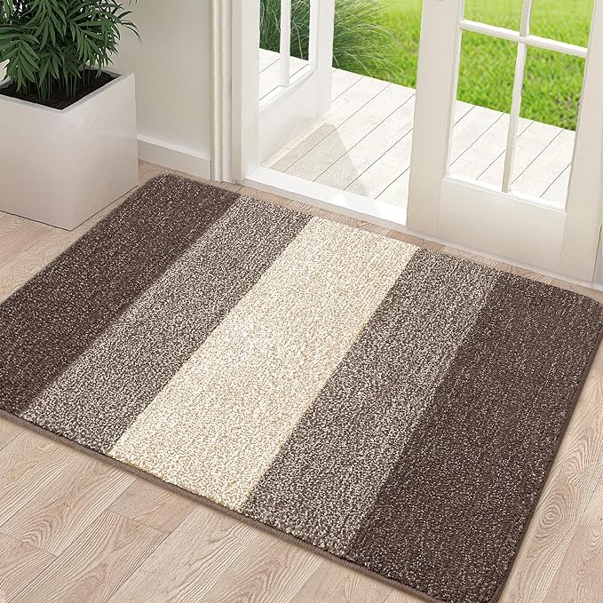 Kitinjoy Indoor Outdoor Door Mat, 34x21 Non-Slip Absorbent Dirt Trapper
