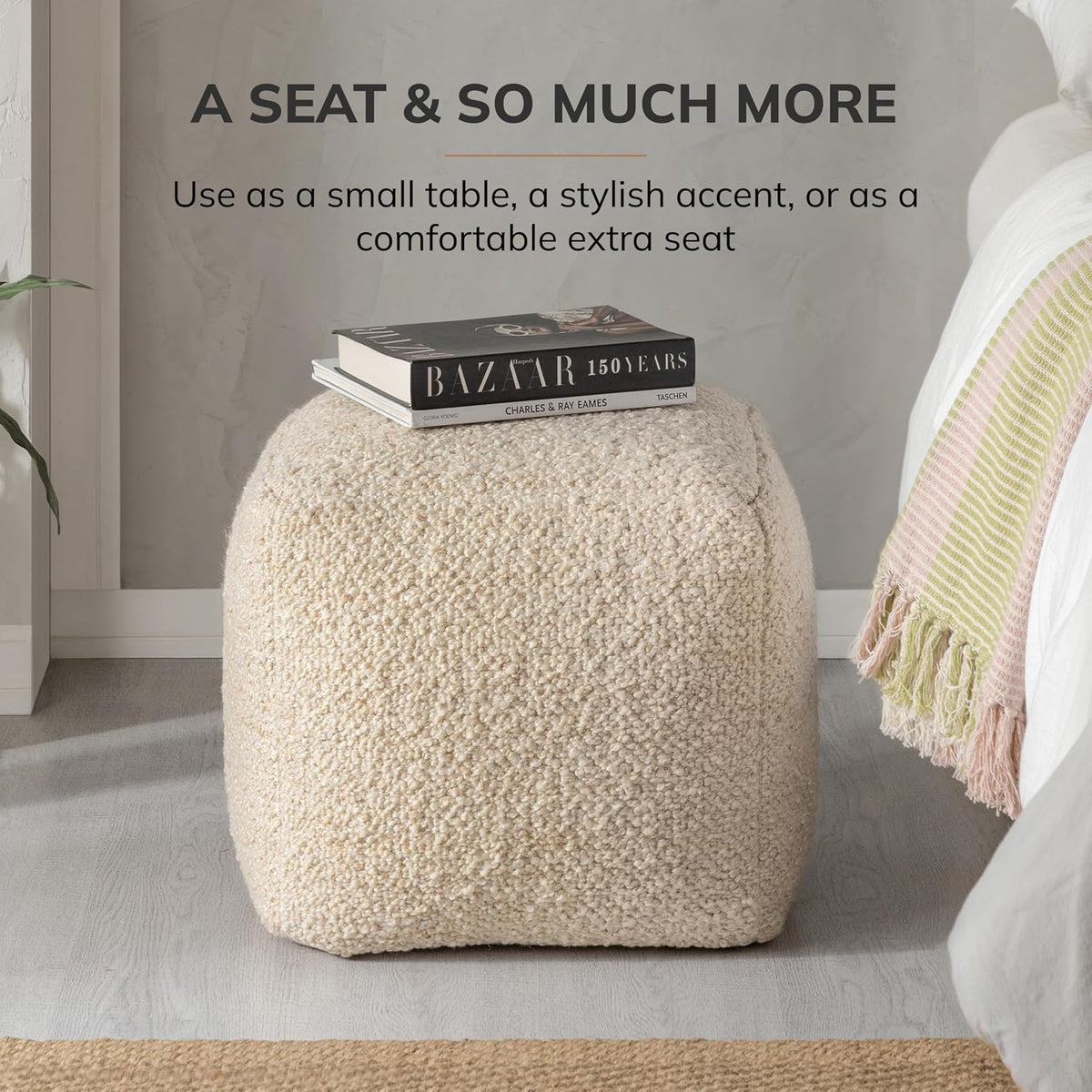 Anji Mountain 16" H x 16" W Handmade Pouf Ottoman for Living Room & Couch