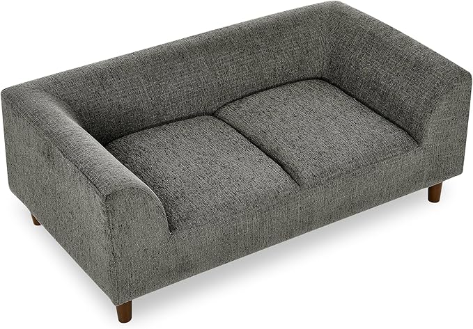 Pet Sofa with Backrest and Armrests,Modern Rectangular Pet Sofa Suitable for Small and Medium Dogs,Soft Cushion Comfortable Dog Sofa for Living Room,Dark Grey