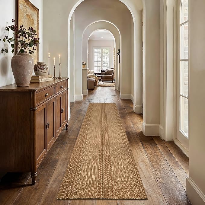 MatEssen 2x8 Extra Long Runner Rug, Modern Woven Distressed Floor Carpet