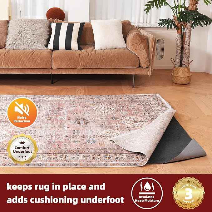BAGAIL Felt and Natural Rubber Backing Rug Pads 1/8” Thick, 7.5 x 10 Ft Non