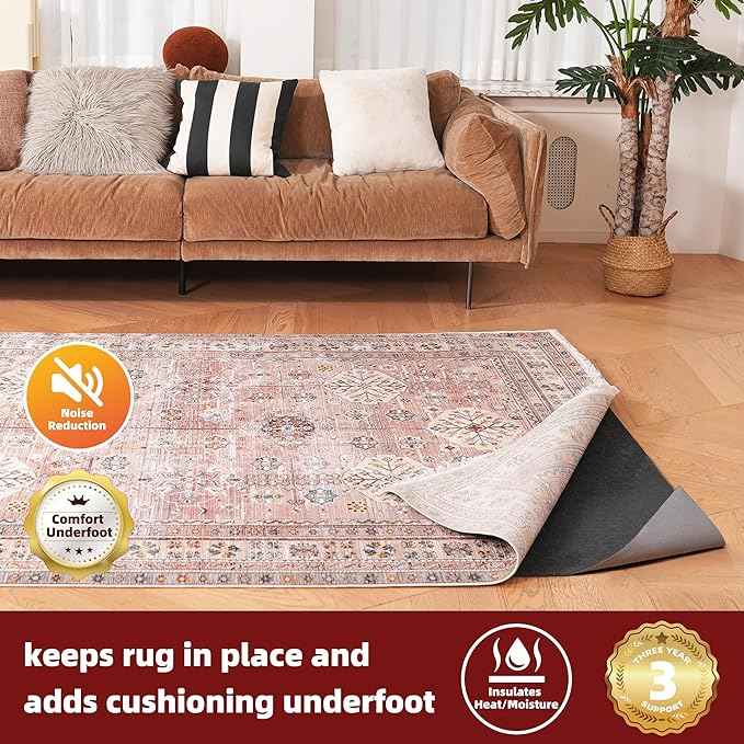 BAGAIL Felt and Natural Rubber Backing Rug Pads 1/8” Thick, 2.5 x 9.5 Ft Non