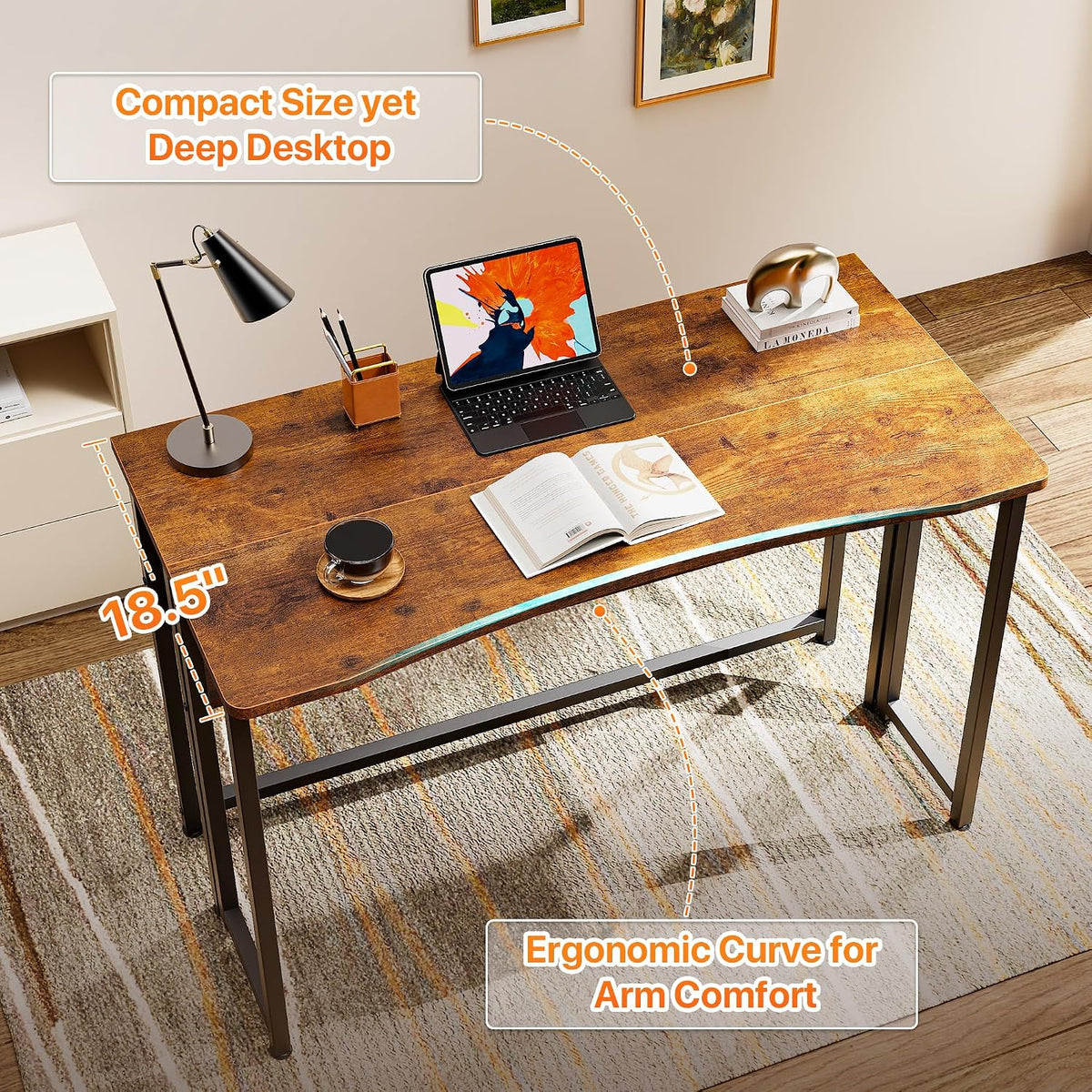Huuger Folding Desk with Storage Shelf, 39.3 Inch Foldable Computer Table