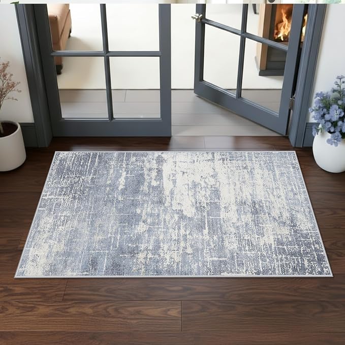 Washable 2x4 Kitchen Area Rugs: Abstract Stain-Resistant Sink Rug Non-Slip