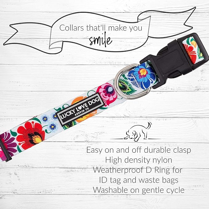 Lucky Love Dog - Adjustable Dog Collar with Easy Click Buckle for Small Dogs, Durable, & Comfortable for Male & Female Dogs, Pet Collar for Puppies & Adult Dogs - Ladybird, Small