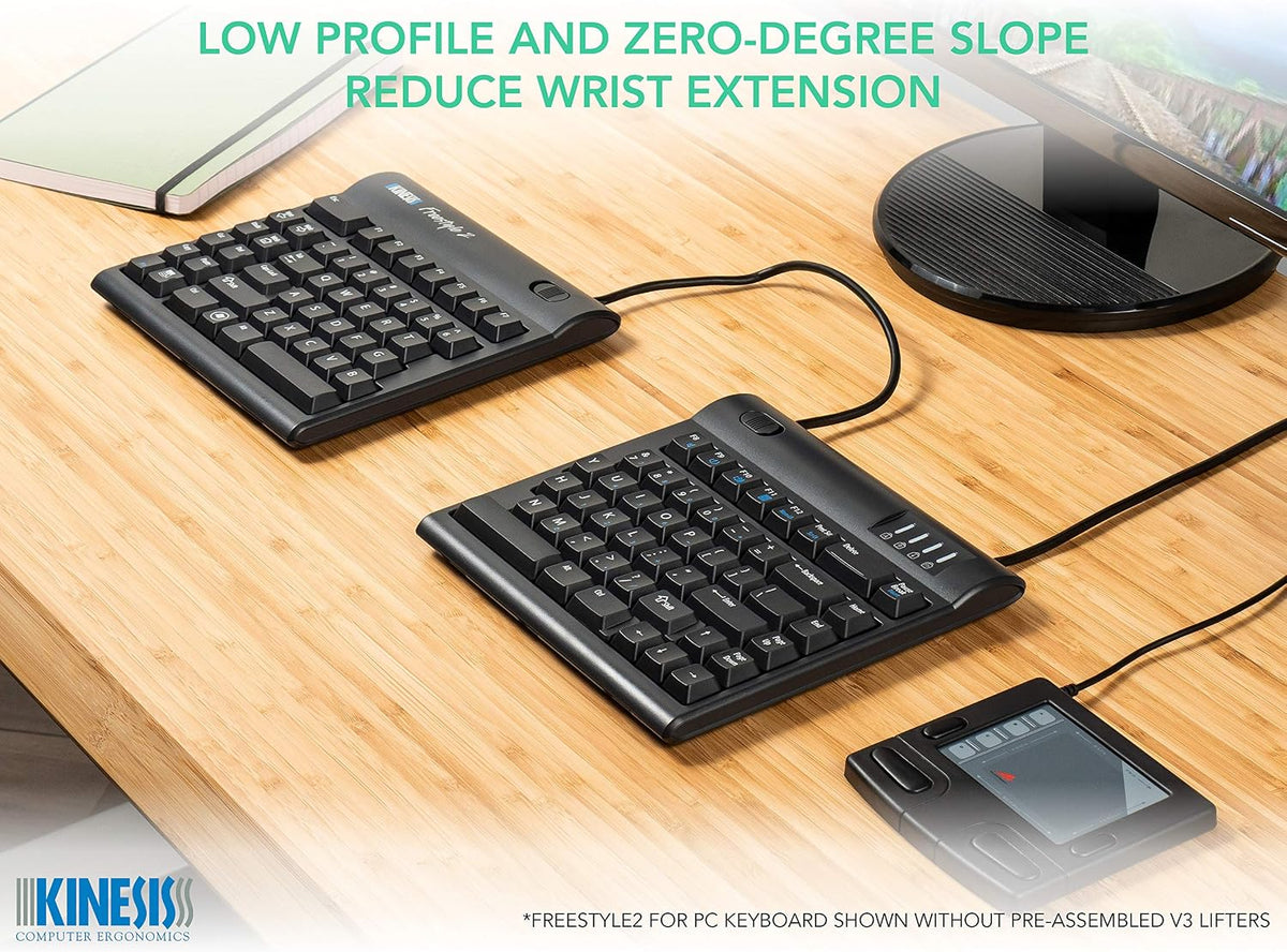 KINESIS Freestyle2 USB-A Ergonomic Keyboard w/ VIP3 Lifters for PC (9" Separation) (KB820PB-US)