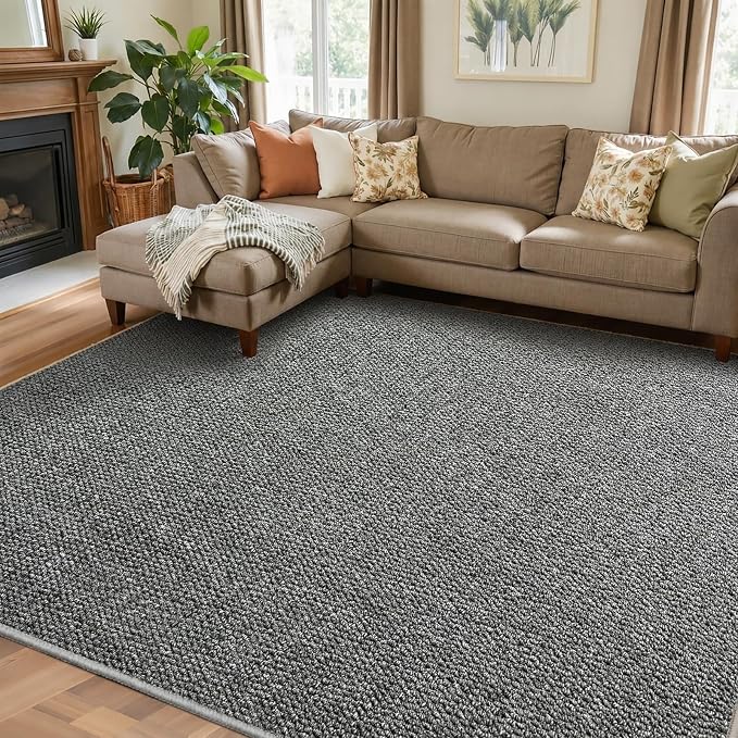 Faux Jute Area Rug 6'x9', Washable & Non-Slip, No Odor. Farmhouse Boho Style