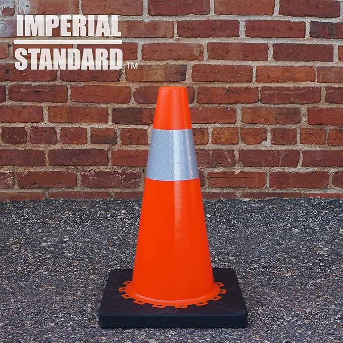 Traffic Cones - Safety Cones - 18" Orange Cones with 2 Reflective Collars - Construction Cones - Road Cones - Parking Cones - Street Cone (8 pack)
