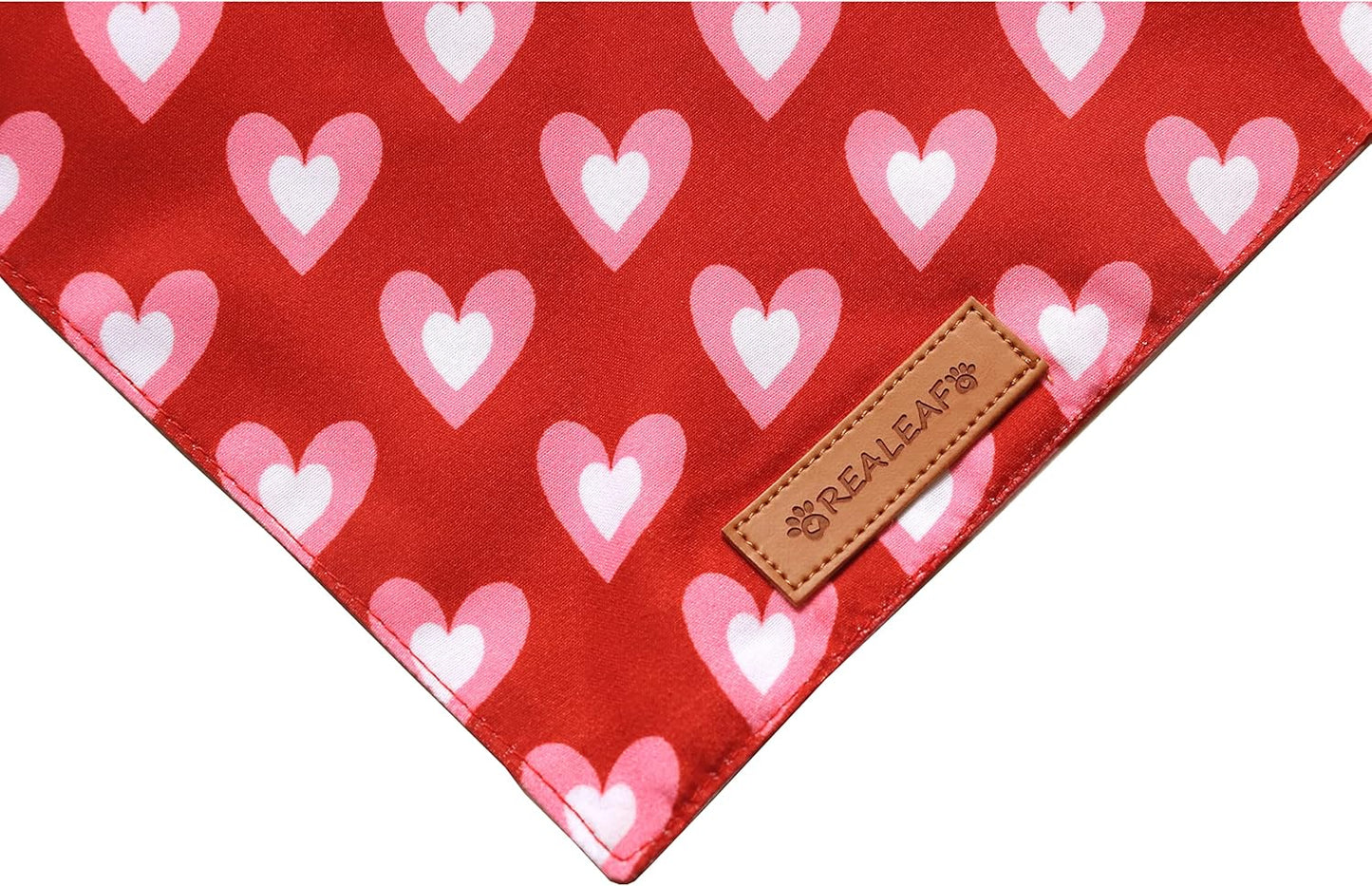 Realeaf Love Dog Bandanas 2 Pack, Triangle Reversible Mothers Day Valentine's Day Pet Scarf for Boy and Girl, Premium Durable Fabric, Holiday Bandana for Medium and Large Dogs (Large)