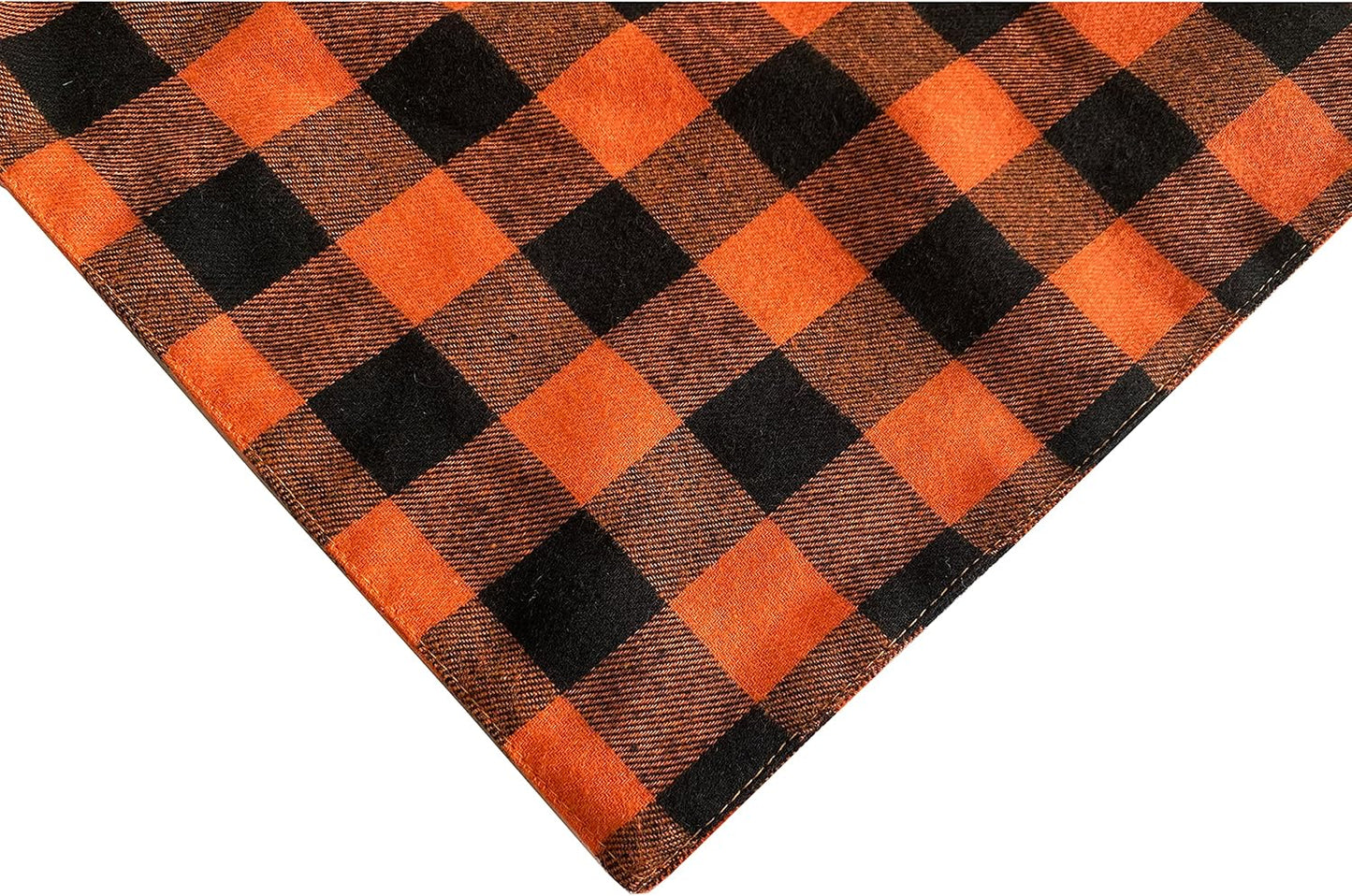 Realeaf Fall Halloween Dog Bandanas 2 Pack, Orange Plaid Pet Scarf for Boy and Girl, Premium Durable Fabric, Holiday Thanksgiving Bandana for Medium and Large Dogs (Large)