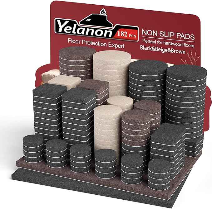 Yelanon Felt Furniture Pads -182 Pcs Premium Felt Pads