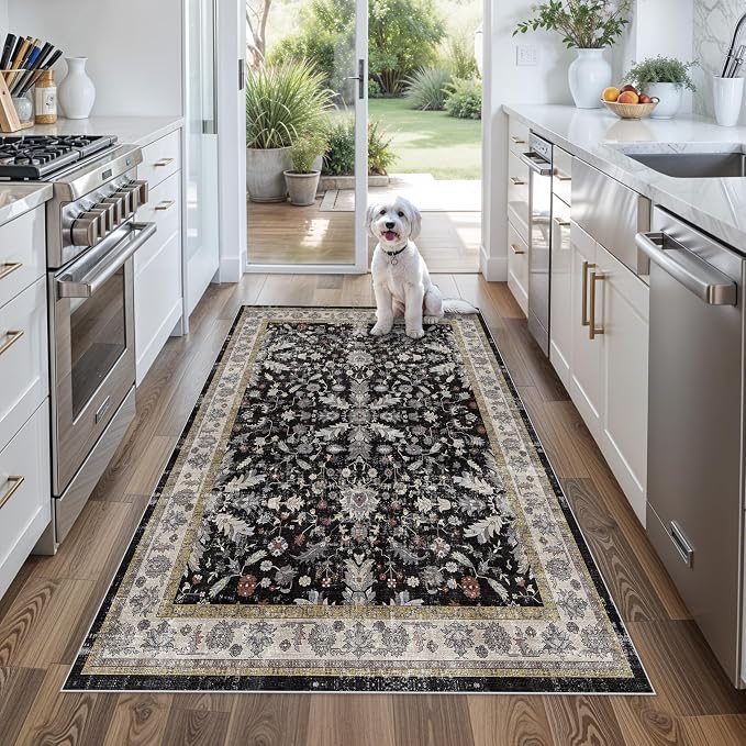 4x5 Kitchen Rug Washable Non-Slip – Soft Low Pile Indoor Carpet