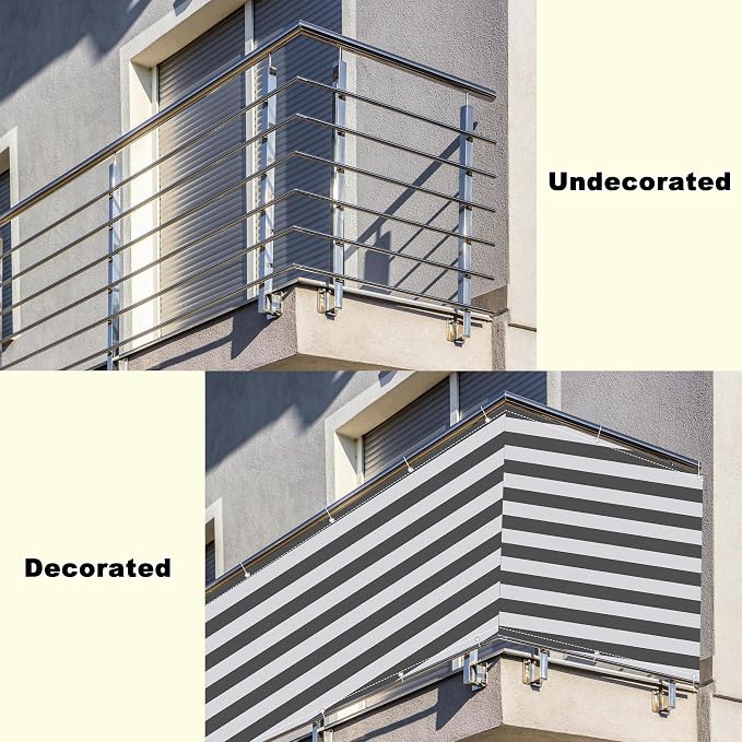 Balcony Privacy Screen 2.5' x 13.1' UV-Resistant Visibility Reduction Garden