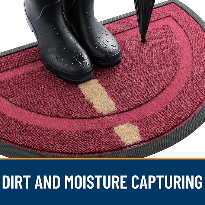 OLANLY Half Circle Door Mat Indoor Outdoor Entrance Welcome, Waterproof