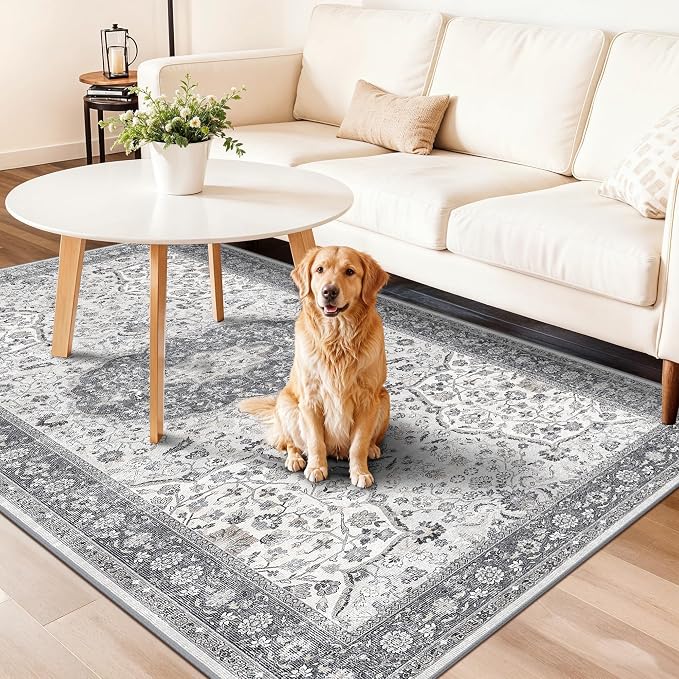 Hallway 4x8 Washable Runner Rug: Oriental Stain Resistant Entryway Kitchen Rug