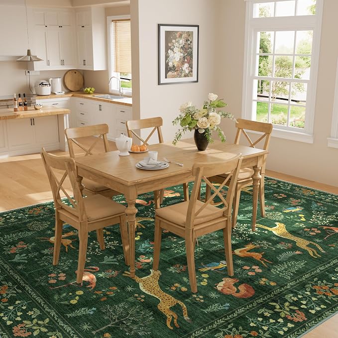 DUKINO 6x9 Rug, Washable Animal Living Room Rug