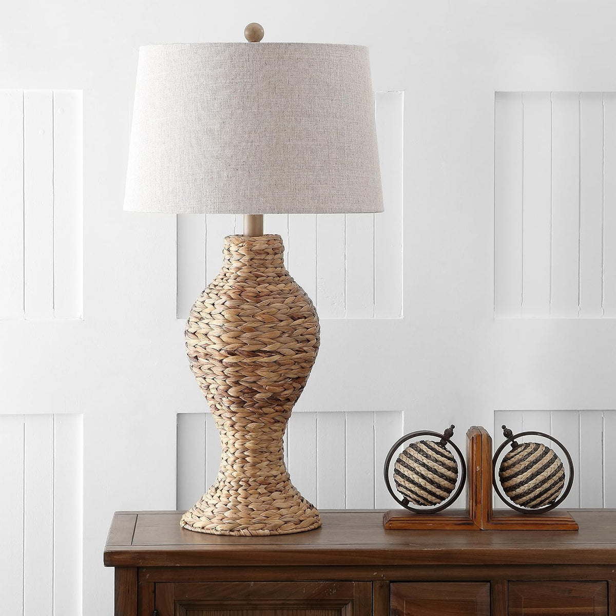 JONATHAN Y Elicia Farmhouse 31" Water Hyacinth Table Lamp, Natural