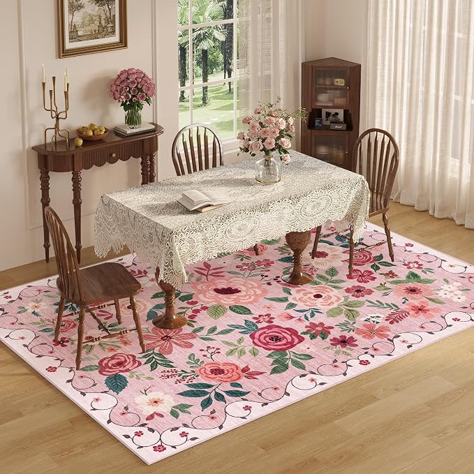 DUKINO 9x12 Area Rug, Floral Rugs