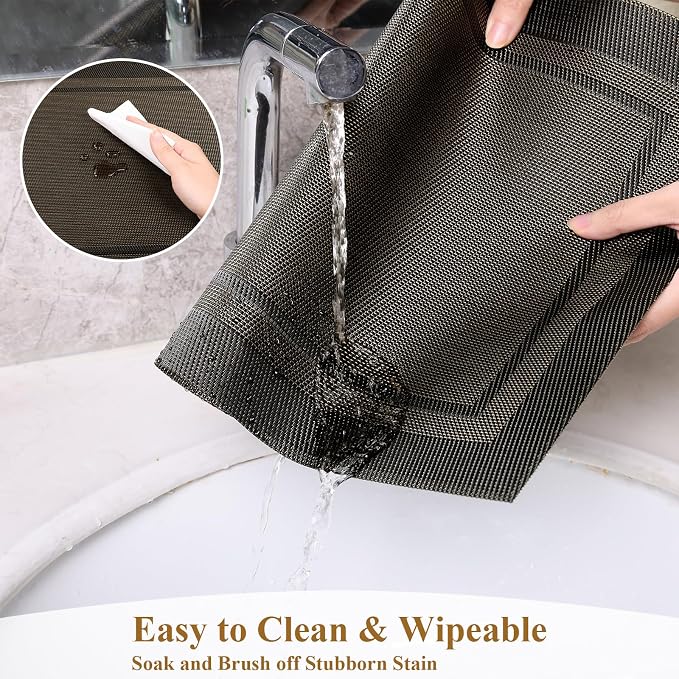 SHACOS Woven Vinyl Placemats Set of 4 Wipe Clean Place Mats