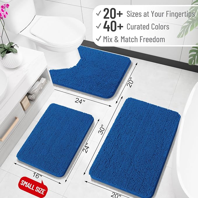 OLANLY Large Bathroom Rugs 40x32, Soft Absorbent Chenille Bath Rugs, Rubber