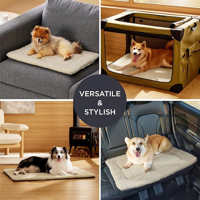 Bedsure Washable Dog Crate Bed for Large Dogs, Soft Foam Floor Pet Mat, Versatile Lightweight Pet Crate Pad for Cages