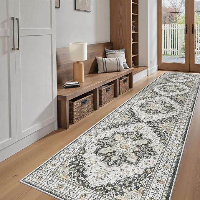 Madane Hallway Runner Rug 2'6''x12' Kitchen Runner, Non Slip Vintage Runners