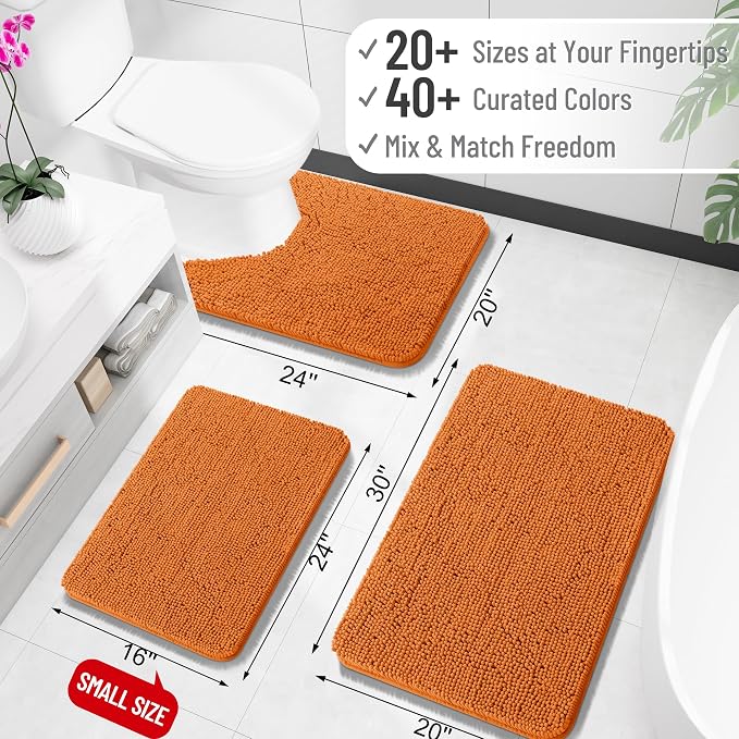 OLANLY Large Bathroom Rugs 47x32, Extra Soft Absorbent Chenille Bath Rugs