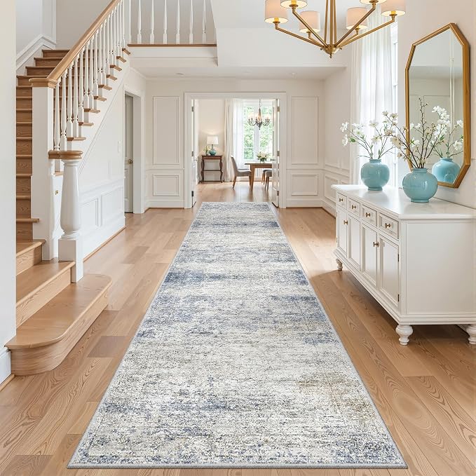 3x12 Runner Rug for Hallway, Non-Slip Long Bathroom Rugs Runner for Kitchen