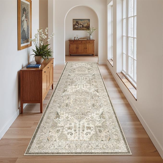 Madane Runner Rug 2'6''x8' Kitchen Runner, Hallway Runner Printed Vintage