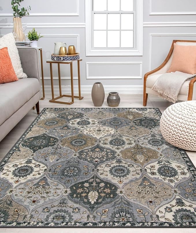 Lahome Moroccan Machine Washable Area Rugs, 4x6 Rug