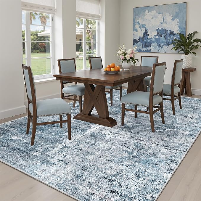 Soalmost 7x9 Area Rug for Living Room Washable Abstract Vintage Soft Thin