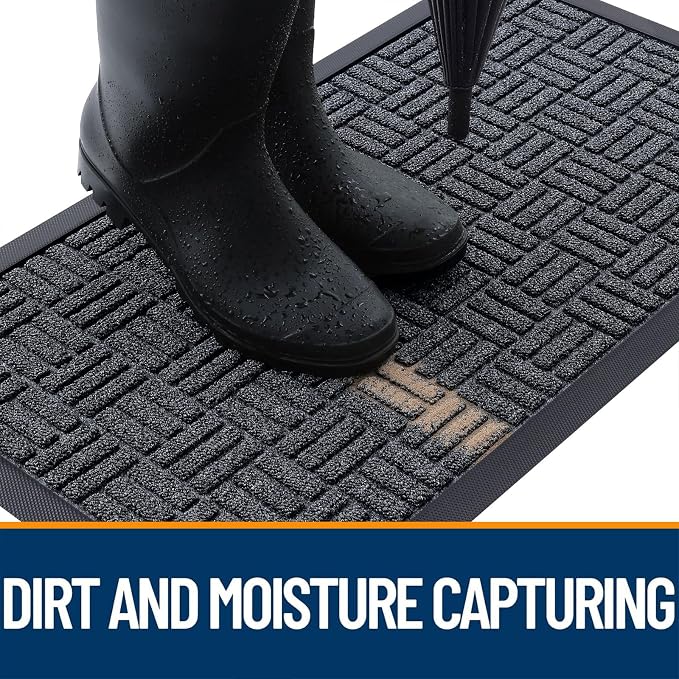 OLANLY Front Door Mat Outside Entrance 71x47, Heavy Duty Sturdy Natural Rubber