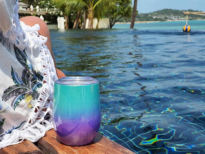 CHILLOUT LIFE 12 oz Stainless Steel Wine Tumblers 4 Pack