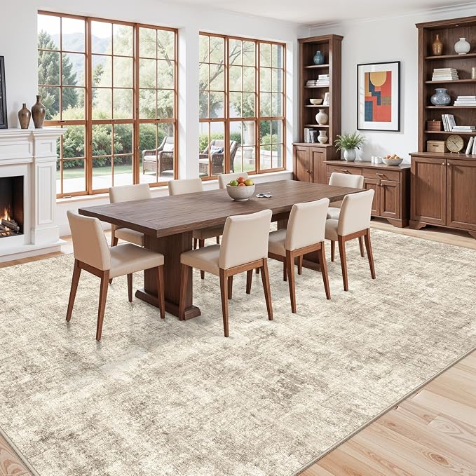 12x15 Area Rug for Living Room – Extra Large Modern Neutral Abstract Washable