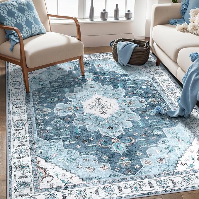 SERISSA Area Rug 3x5 Boho Blue Rugs