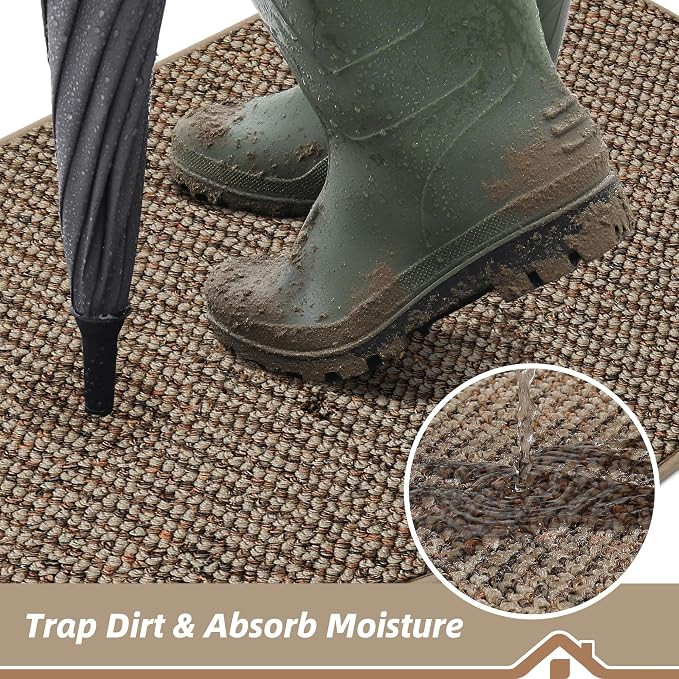 BEQHAUSE Dirt Trapper Door Mat 32" x 48" Half Circle Non-Slip Washable Doormats