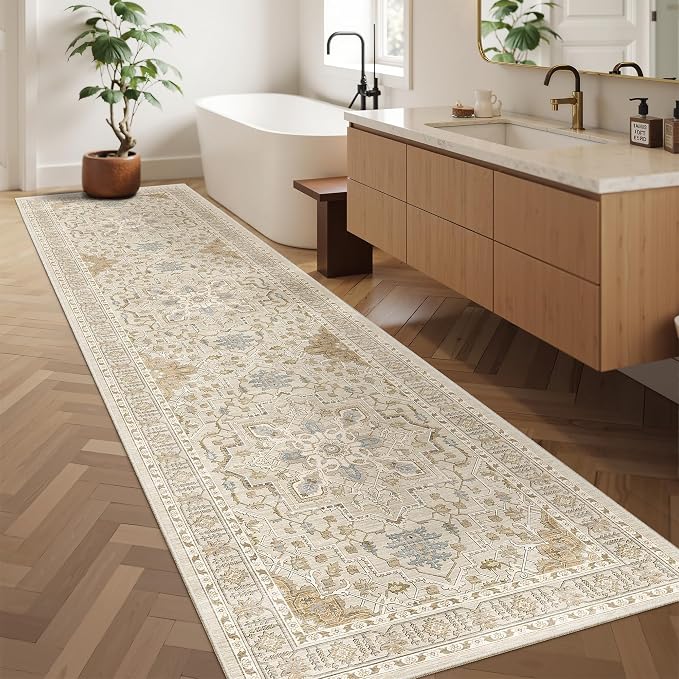 Madane Hallway Runner Rug 2'6''x10' Kitchen Runner, Non Slip Vintage Runners