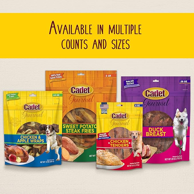 Cadet 2 Pack Gourmet Duck Dog Treats Variety Pack – Turducken Jerky & Duck Jerky – 2 x 14 oz – Healthy, High-Protein Snacks for Dogs