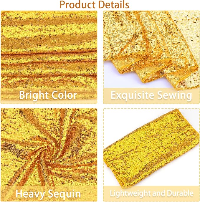 12 Packs 12 X 72 Inch Gold Sequin Table Runner Glitter Dining Table Runner