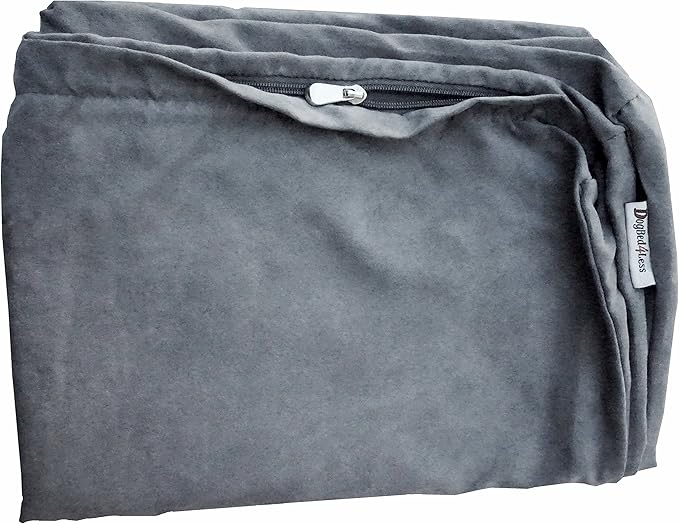 Dogbed4less XL Memory Foam Dog Bed for Medium Large Dogs with Orthopedic Comfort, Waterproof Liner and Grey Washable Pet Bed Cover 47X29 Pillow
