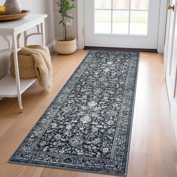 KILOCOCO Hallway Runner 2x6 Rug Runner Printed Vintage Floral Washable Kitchen