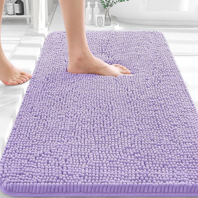 OLANLY Bathroom Rugs 32x20, Extra Soft Absorbent Chenille Bath Rugs, Rubber