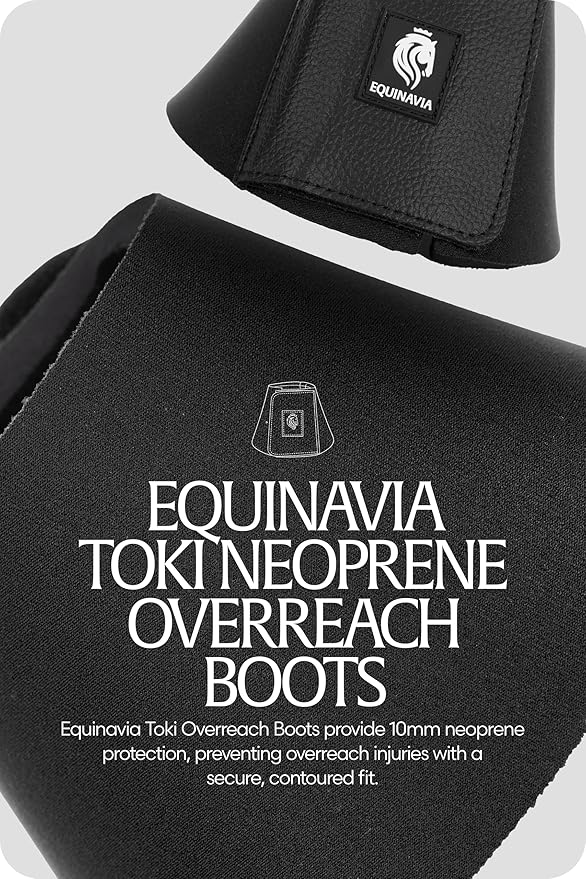Equinavia Toki Bell Boots for Horses | Neoprene Overreach Boots - Black - L
